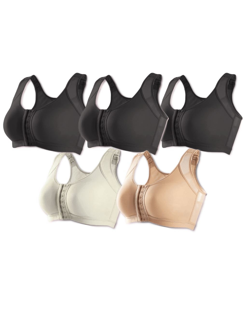 Kit 5 unidades Sutiã UltraSupport Sustentação Extrema Sem Bojo