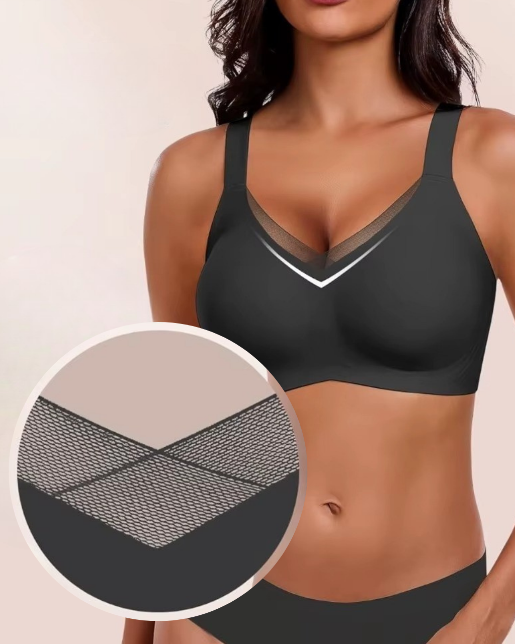 Sutiã SoftGel Crossover Ultra Confortável com Bojo Removível Decote em Tule