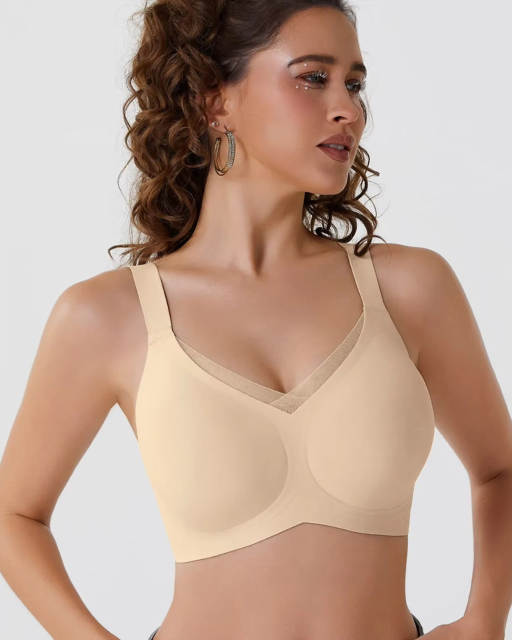 Sutiã SoftGel Crossover Ultra Confortável com Bojo Removível Decote em Tule