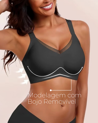 Sutiã SoftGel Crossover Ultra Confortável com Bojo Removível Decote em Tule