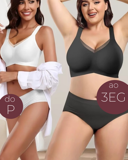 Sutiã SoftGel Crossover Ultra Confortável com Bojo Removível Decote em Tule