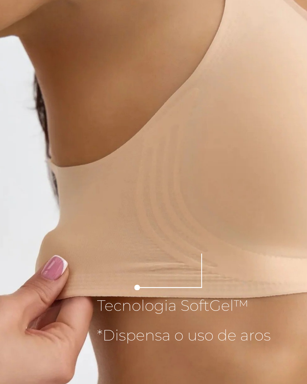 Sutiã SoftGel Crossover Ultra Confortável com Bojo Removível Decote em Tule