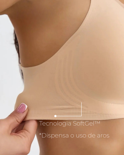 Sutiã SoftGel Crossover Ultra Confortável com Bojo Removível Decote em Tule